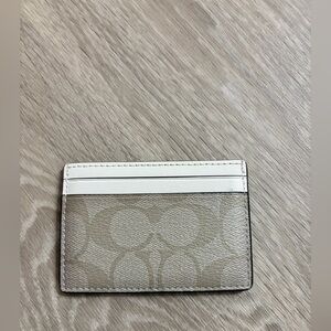 Coach White and Tan Card Holder